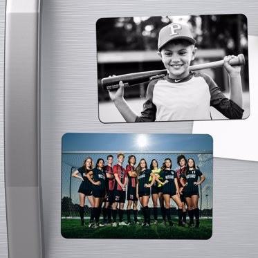 Personalized photo magnets from Mpix showcasing individual and team sports photos for your athlete. 