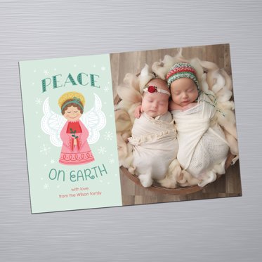 Religious Christmas magnet from Mpix featuring a personalized photo and a colorfully designed background with room for personalized details