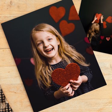 Mpix 8x10 Photo Print of a girl holding a big red heart for Valentines Day