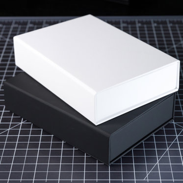 White and Black Print Boxes