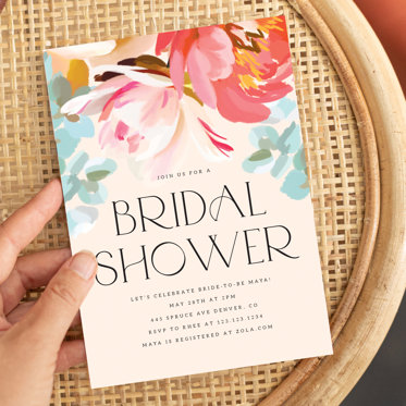 A Bridal Shower Invitation from Mpix decorated with flowers and personalized with bridal shower party details.