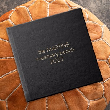 Mpix Signature Photo Album with Black Leather Cover and Gold Debossing made for a Family Vacation