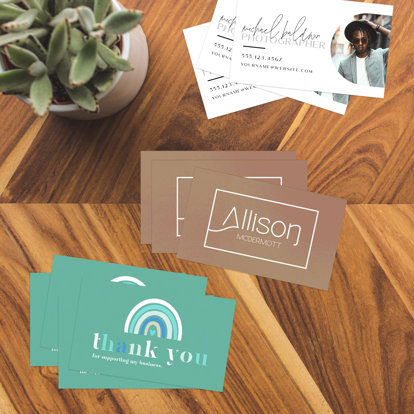 A collection of business cards showcasing the unique options of custom designed business cards.