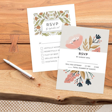 Wedding RSVP card with floral design from Mpix.