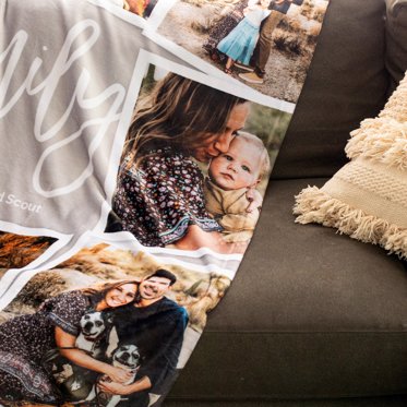 Mpix Personalized Photo Fleece Blankets with a Collage of Family Pictures