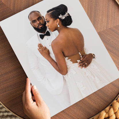 A wedding photo printed on a smooth matte giclee paper.