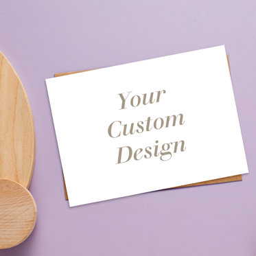 A blank card with the words "Your Custom Design" written on the front to show the custom design element of a DIY Card.